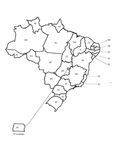 Estados do Brasil com siglas para colorir