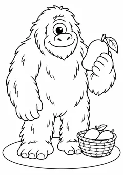 Mapinguari com frutas da mata para colorir