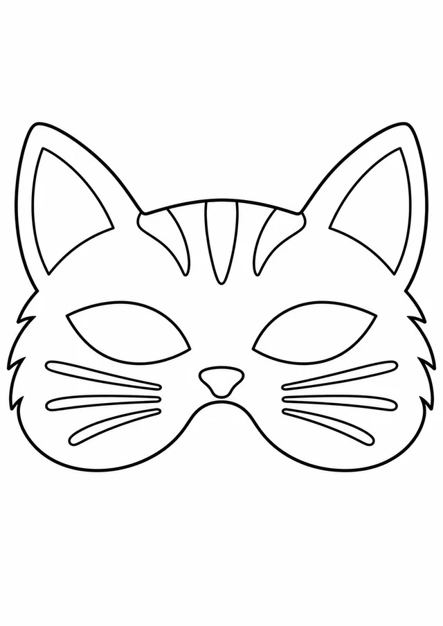 Máscara de carnaval de gato para colorir