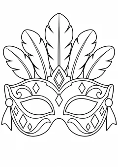Máscara de carnaval de penas para colorir