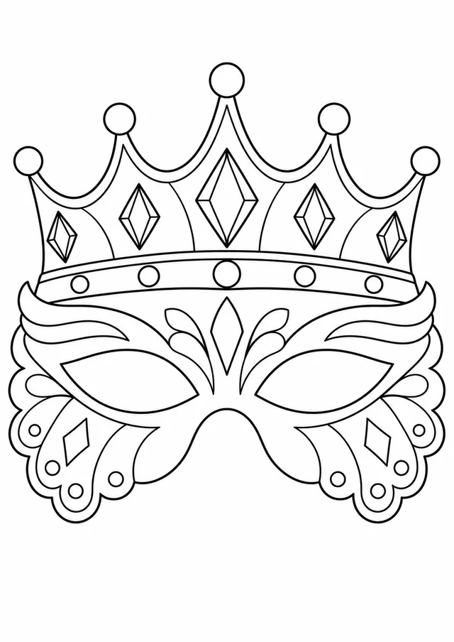 Máscara de carnaval de realeza para colorir