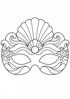 Máscara de carnaval de sereia para colorir