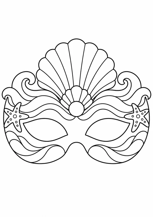 Máscara de carnaval de sereia para colorir