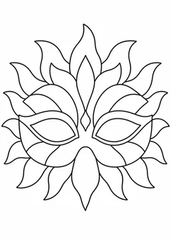 Máscara de carnaval de sol para colorir