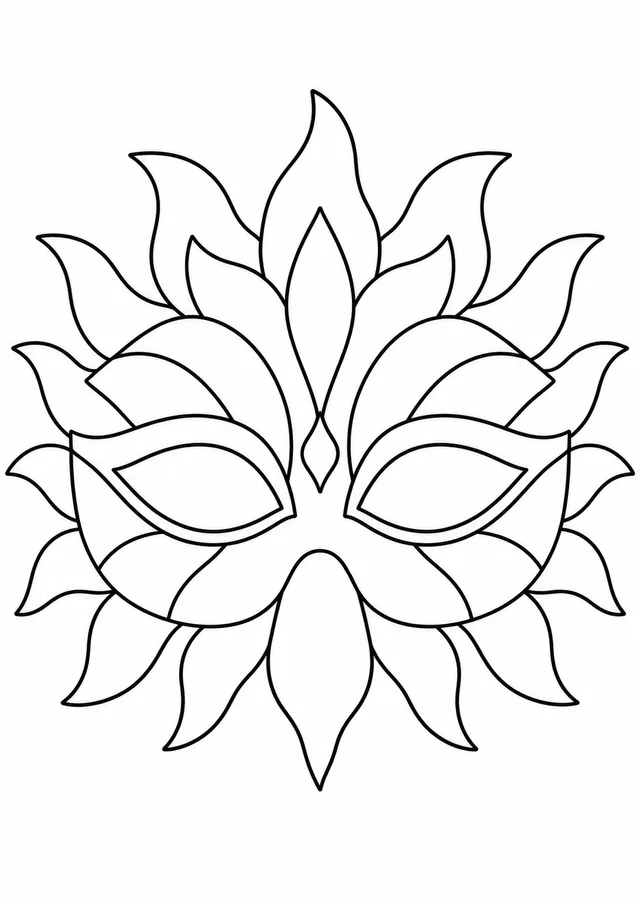Máscara de carnaval de sol para colorir