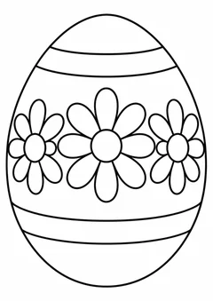 Ovo de Páscoa com margaridas grandes para colorir