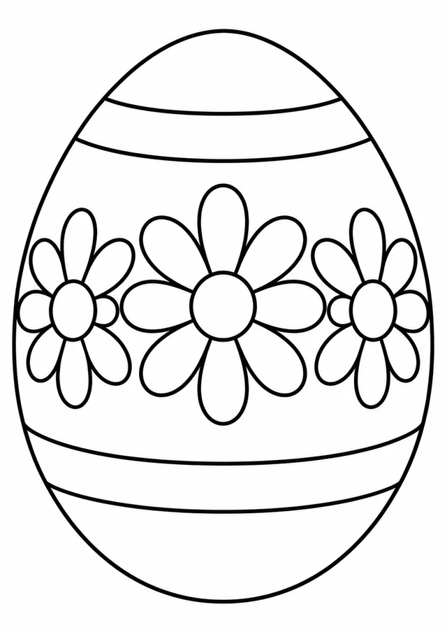 Ovo de Páscoa com margaridas grandes para colorir