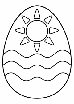 Ovo de Páscoa com sol e ondas para colorir