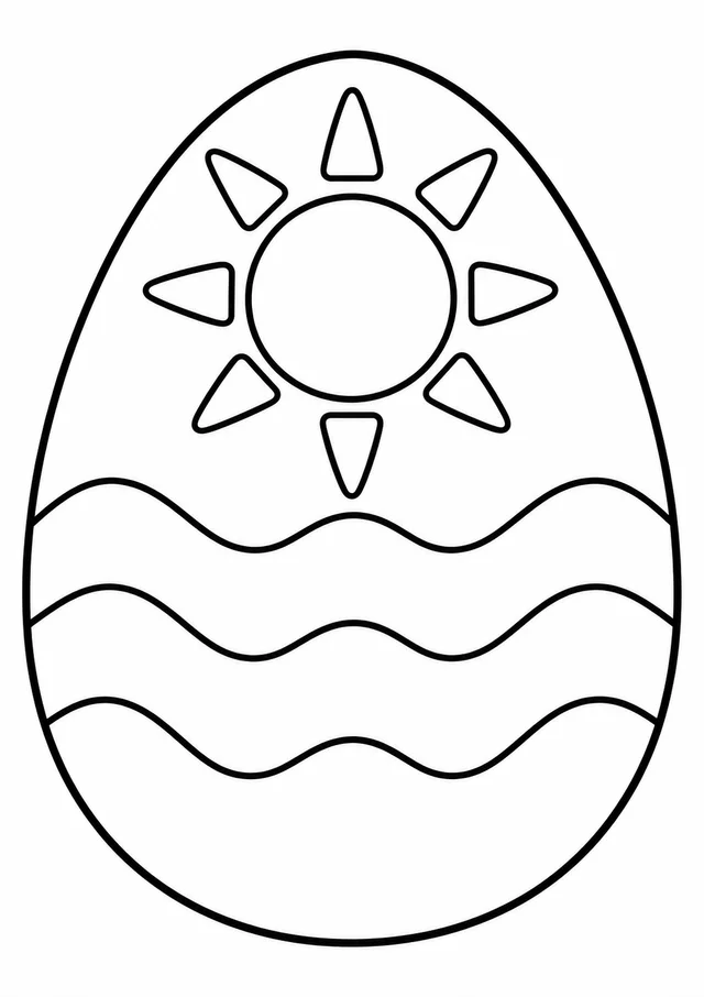 Ovo de Páscoa com sol e ondas para colorir