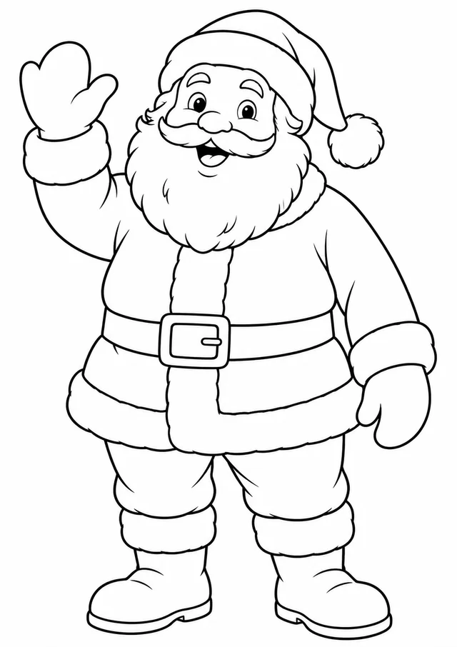 Papai Noel acenando para colorir