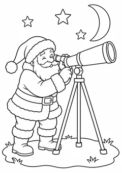 Papai Noel observando as estrelas para colorir