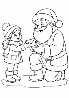 Papai Noel recebendo uma carta para colorir