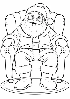 Papai Noel sentado na poltrona para colorir