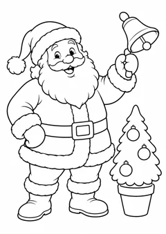 Papai Noel tocando o sino para colorir