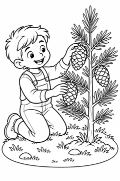 Pinheiro com pinhas para colorir