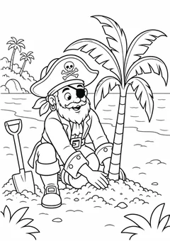 Pirata plantando uma palmeira para colorir