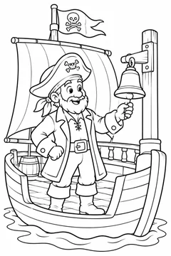 Pirata verificando um sino de bordo para colorir