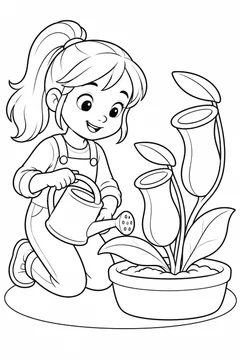 Planta carnívora com folhas em forma de jarro para colorir