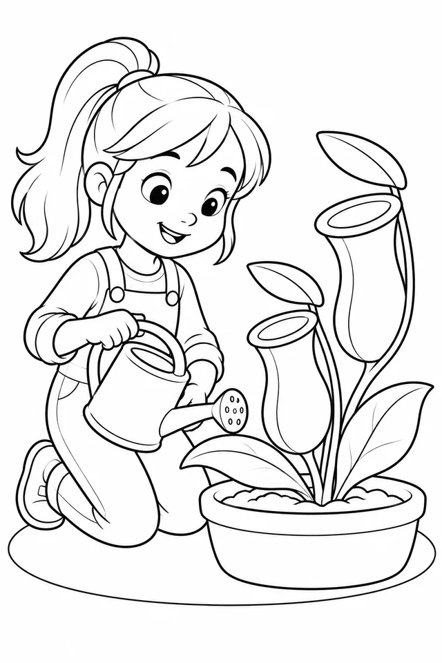 Planta carnívora com folhas em forma de jarro para colorir