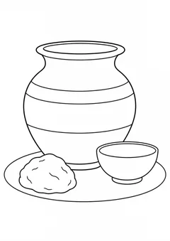 Pote de barro com faixas largas para colorir