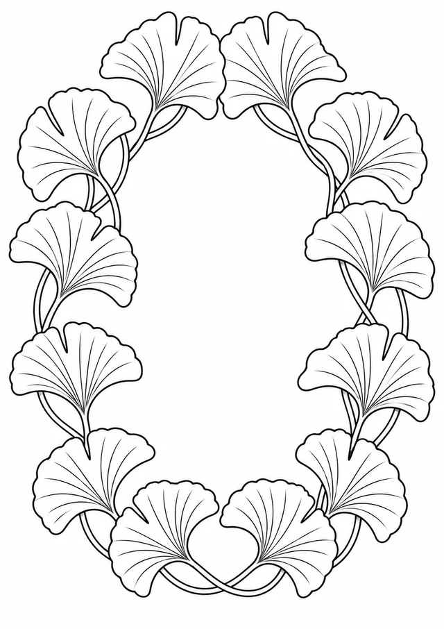 Renda de folhas de ginkgo para colorir