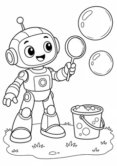 Robô fazendo bolhas de sabão para colorir