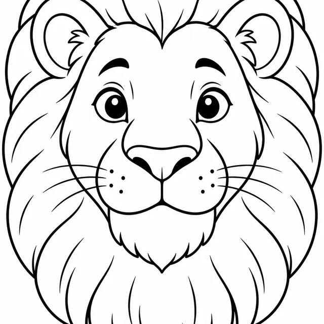 Rosto de leão sorrindo para colorir