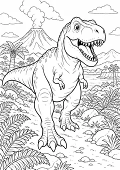 Tiranossauro aventureiro para colorir
