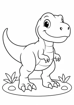 Tiranossauro filhote sorrindo para colorir