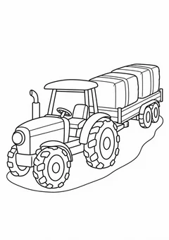 Trator com carreta de fardos retangulares para colorir