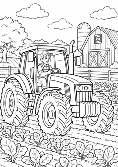 Trator na plantação para colorir