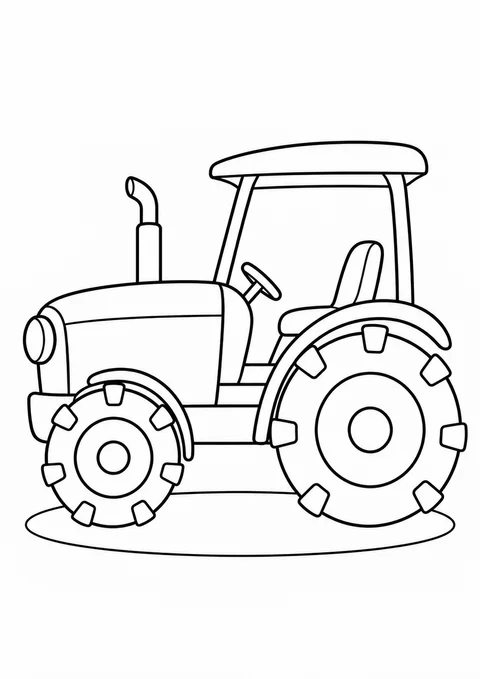 Trator simples de lado com rodas grandes para colorir
