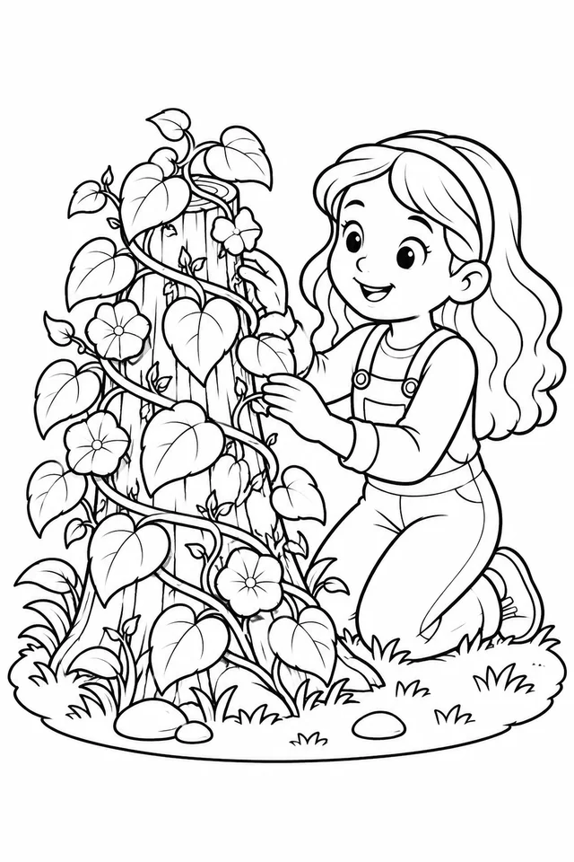 Trepadeira cobrindo um toco para colorir