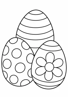 Três ovos de Páscoa com bolinhas para colorir