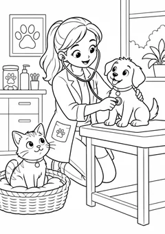 Veterinária e os bichinhos para colorir